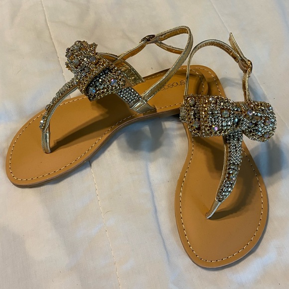 Shoe Dazzle Embellished Thong Sandals - Picture 3 of 5